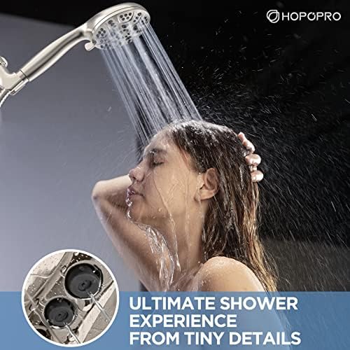 6-Mode High Pressure Handheld Shower Head Set, Consumer Reports Recommended HOPOPRO High Flow Hand Held Showerhead with 59 Inch Hose Bracket Teflon Tape Rubber Washers - Image 3