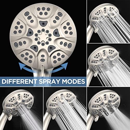 6-Mode High Pressure Handheld Shower Head Set, Consumer Reports Recommended HOPOPRO High Flow Hand Held Showerhead with 59 Inch Hose Bracket Teflon Tape Rubber Washers - Image 4