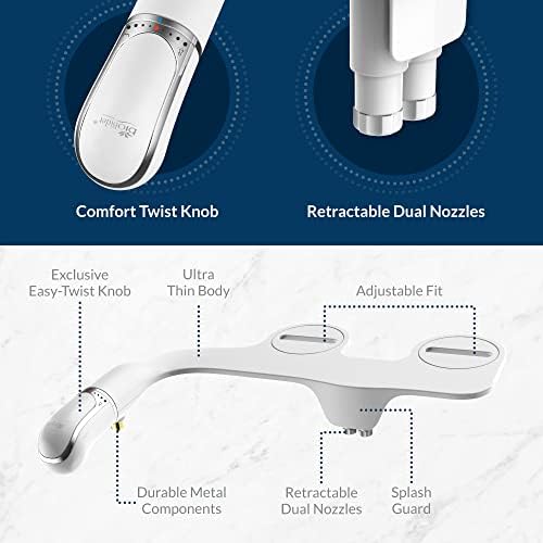 Bio Bidet SlimTwist Simple Toilet White with Dual Nozzle, Fresh Water Spray, Non Bidet Attachment, 1 Pack - Image 2