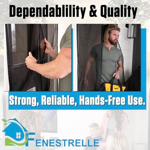 Fenestrelle Magnetic Screen Door for Standard, French & Sliding Door, Large Pet & Kids, Keep Bugs Out, Heavy Fiberglass Mesh, Self Closing Continuous Magnetic Seal (Fits Door Size 37"x80", White Trim) - Image 4