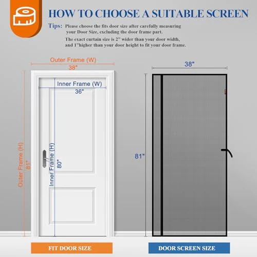 MAGZO Magnetic Screen Door Mesh 36'' x 80'', Reversible Left Right Offset Opening, Upgraded Polyester Material, Cat Friendly, Netting for Sliding Glass/Patio Doors, Annoying Creatures-Resistant, Black - Image 2