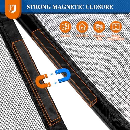 MAGZO Magnetic Screen Door Mesh 36'' x 80'', Reversible Left Right Offset Opening, Upgraded Polyester Material, Cat Friendly, Netting for Sliding Glass/Patio Doors, Annoying Creatures-Resistant, Black - Image 4