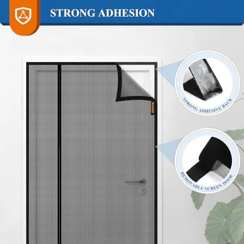MAGZO Magnetic Screen Door Mesh 36'' x 80'', Reversible Left Right Offset Opening, Upgraded Polyester Material, Cat Friendly, Netting for Sliding Glass/Patio Doors, Annoying Creatures-Resistant, Black - Image 5