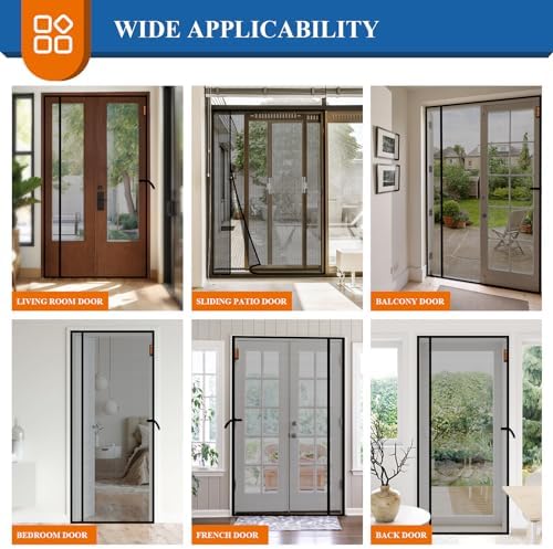 MAGZO Magnetic Screen Door Mesh 36'' x 80'', Reversible Left Right Offset Opening, Upgraded Polyester Material, Cat Friendly, Netting for Sliding Glass/Patio Doors, Annoying Creatures-Resistant, Black - Image 7