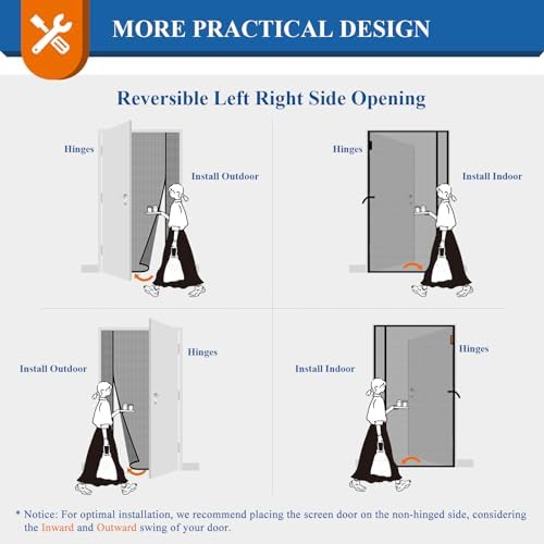 MAGZO Magnetic Screen Door Mesh 36'' x 80'', Reversible Left Right Offset Opening, Upgraded Polyester Material, Cat Friendly, Netting for Sliding Glass/Patio Doors, Annoying Creatures-Resistant, Black - Image 8
