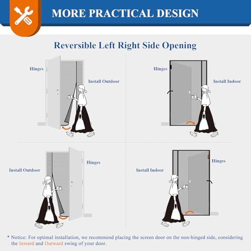 MAGZO Magnetic Screen Door 36'' x 82'', 2025 Model, Reversible Left Right Side Opening, Upgraded Polyester Scratch-Proof, Pet Friendly, Self-Sealing, Heavy Duty, Keep Annoying Creatures Out, Grey - Image 8