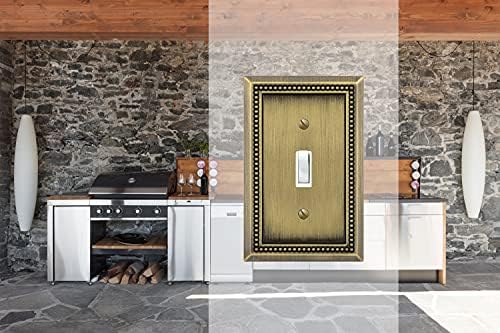 Henne Bery Sunken Pearls Heavy Duty Decorative Wall Plate Switch Plate Outlet Cover (Single Toggle, 3 Pack, Antique Brass) - Image 4