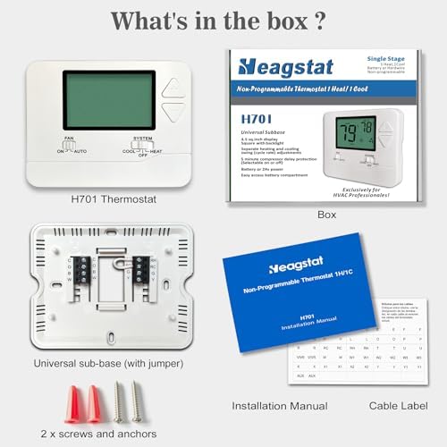 Non-Programmable Thermostats for Home Conventional Single-Stage Systems, up to 1 Heat/ 1 Cool (with Green Backlight) - Image 9