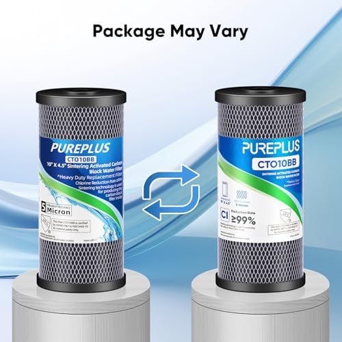 PUREPLUS Coconut Shell Water Filter Cartridge | Activated Carbon Block CTO | Universal Whole House 5 Micron 10 inch Cartridge | Compatible with WFHDC8001, CB-BB-10, EPM, EP-BB, 3Pack - Image 2