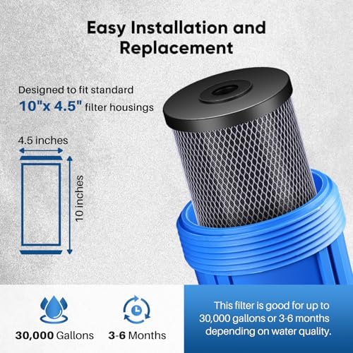 PUREPLUS Coconut Shell Water Filter Cartridge | Activated Carbon Block CTO | Universal Whole House 5 Micron 10 inch Cartridge | Compatible with WFHDC8001, CB-BB-10, EPM, EP-BB, 3Pack - Image 8
