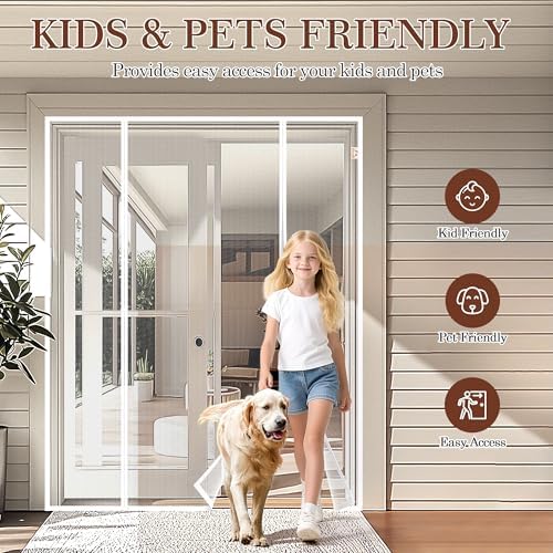 Yotache White Magnetic Screen Door Fit 70" x 79" Doors, Screen Size 72" x 80" Double Door Screen Mesh for Front, Patio Sliding Door - Image 7