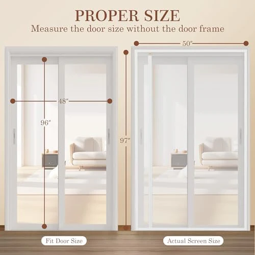 Yotache Reversible Left/Right Opening Magnetic Screen Door Fits 48 x 96 inch Doors, Screen Size 50" x 97" Anti-Tearing Net with Strong Magnets for Front/Back Patio Door, White - Image 2
