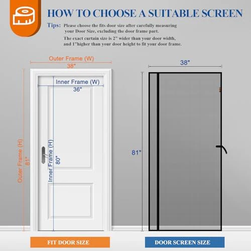 MAGZO Magnetic Screen Door Mesh 36'' x 80'', 2025 Model, Reversible Left Right Offset Opening, Polyester Material Scratch-Proof, Cat Friendly, Curtain for Sliding/Patio Doors with Strong Magnets, Grey - Image 2