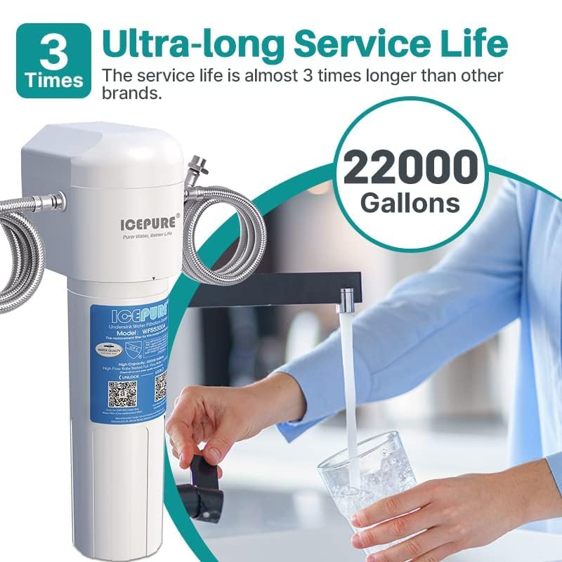 ICEPURE Under Sink Water Filter System, 3 Years or 22000 Gallons Ultra High Life NSF/ANSI 42 Certified, Removes Heavy Metals,Chlorine,Direct Connect Under Counter Drinking Water System, USA Tech - Image 3
