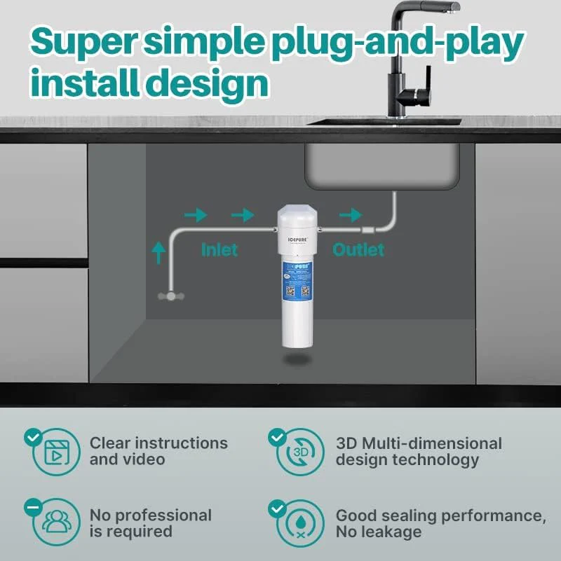 ICEPURE Under Sink Water Filter System, 3 Years or 22000 Gallons Ultra High Life NSF/ANSI 42 Certified, Removes Heavy Metals,Chlorine,Direct Connect Under Counter Drinking Water System, USA Tech - Image 7