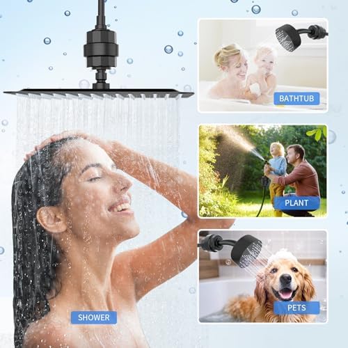 20-Stage Shower Filter-Shower Head Filter for Hard Water, with 3 Replaceable Cartridges, High Output Shower Water Filter for Removing Chlorine and fluoride,Black - Image 9