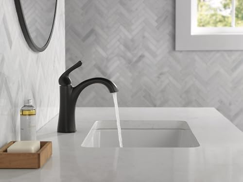 Delta Arvo Matte Black Bathroom Faucet 1 Hole, Single Hole Bathroom Sink Faucet for Vanity, Push-Pop Drain Assembly, Matte Black 15840LF-BL - Image 7