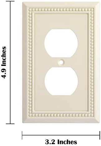 Henne Bery Sunken Pearls Heavy Duty Decorative Wall Plate Switch Plate Outlet Cover, Durable Solid Zinc Alloy (Single Duplex 3PK, Light Almond) - Image 3