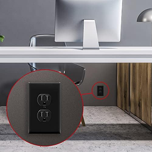 ENERLITES Mid-Size Duplex Receptacle Wall Plate, Electrical Outlet Covers, Gloss Finish, Midway Size 1-Gang 4.88" x 3.11", Polycarbonate Thermoplastic, UL Listed, 8821M-BK-10PCS, Black, 10 Pack - Image 6