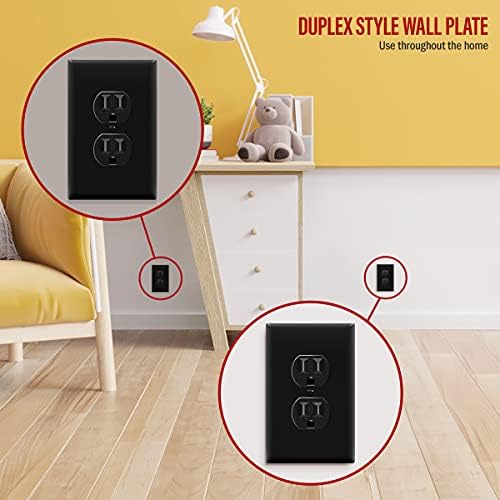 ENERLITES Mid-Size Duplex Receptacle Wall Plate, Electrical Outlet Covers, Gloss Finish, Midway Size 1-Gang 4.88" x 3.11", Polycarbonate Thermoplastic, UL Listed, 8821M-BK-10PCS, Black, 10 Pack - Image 7