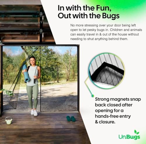 UnBugs Garage Screen Doors for 1 Car Garage - Fits Single Garage Doors up to 8 Feet Wide x 7 Feet Tall MAX - Pet & Kid Friendly, Self-Closing - Hands Free Magnet Closure Keeps Bugs Out & Breeze in - Image 3