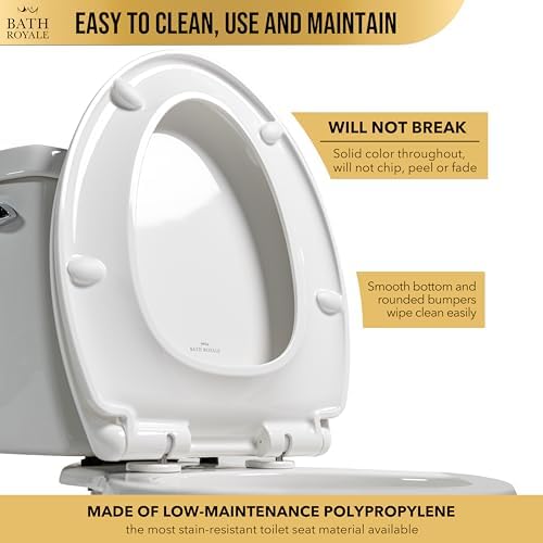 Slow Close Toilet Seat BR501-00 White Elongated, Stain-Resistant and Easy to Keep Clean, Heavy Duty Fits All Toilet Brands, Executive Series - Image 5