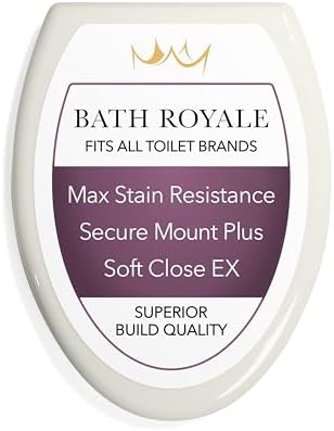 Elongated Toilet Seat BR501-01 Quiet Close, Stain-Resistant and Easy to Keep Clean, Heavy Duty, Fits All Toilet Brands, Executive Series -Biscuit/Linen