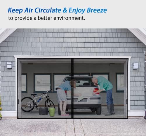 Garage Door Screen for 1 Car 9x7FT, Magnetic Screen Garage with Retractable Fiberglass Mesh and Heavy Duty Weighted Bottom, Easy Assembly & Pass, Hands Free Screen Door w/ 40 Magnets for Garage/Patio - Image 4