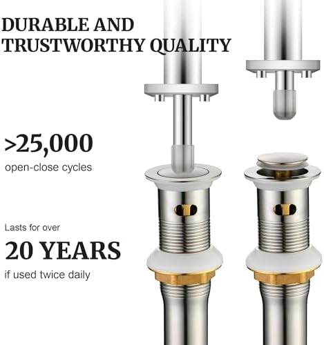 Pop up Sink Drain Stopper for Bathroom Vessel Vanity Sink Art Basin Brushed Nickel, Small Cap with Overflow, Metal Pop up Drain Strainer with Detachable Basket Stopper - Image 5