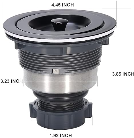 Kitchen Sink Drain 3-1/2 Inch Black Sink Drain Assembly Kit, Removable Deep Sink Strainer Basket with Sink Stopper/Sealing Lid for Home, Kitchen, Stainless Steel - Image 5