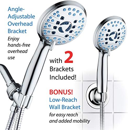AquaCare High Pressure 8-mode Handheld Shower Head - Anti-clog Nozzles, Built-in Power Wash to Clean Tub, Tile & Pets, Extra Long 6 ft. Stainless Steel Hose, Wall & Overhead Brackets - Image 8