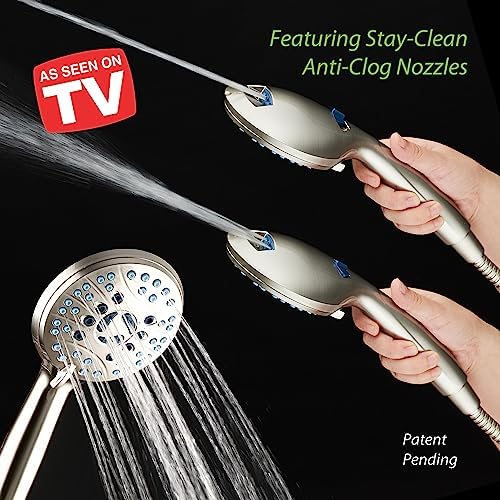 Hotel Spa AquaCare High Pressure 8-mode Handheld Shower Head, Anti-clog Nozzles, Built-in Power Wash to Clean Tub, Tile & Pets, Extra Long 6 ft. Stainless Steel Hose, Wall & Overhead Brackets - Image 2