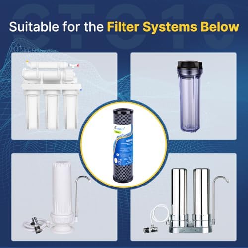 1 Micron 10" x 2.5" Whole House CTO Carbon Water Filter Cartridge Replacement for Home Countertop System, Dupont WFPFC8002, WFPFC9001, FXWTC, SCWH-5, WHEF-WHWC, WHCF-WHWC, CTO10, T01, 4PACK - Image 7