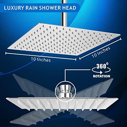 Voolan Rain Shower head, High Pressure Shower Head Made of 304 Stainless Steel, Relaxed Shower Experience Even at Low Water Flow and Pressure (10" Chrome) - Image 8