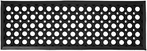 Ottomanson Indoor/Outdoor Hose-Wash Holes Design Non-Slip Rubber 10" x 30" Modern Stair Treads for Stairs, Garage, Patio, 5 Pack, Black Holes - Image 2