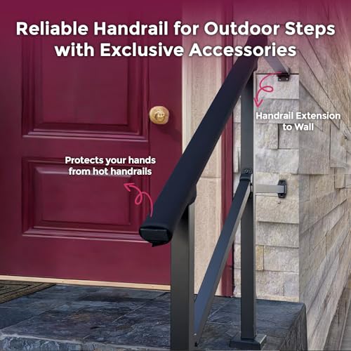 CHR Fence & Rail Hand Rails for Outdoor Steps, 5 Step Handrail & Indoor Stair Railing Kit, Railings for Outdoor Steps and Hand Rails for Seniors for Porch Railing & Deck Hand Rail, 4 to 5 Steps - Image 8