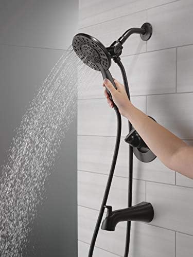 Delta Faucet Arvo 14 Series Single-Handle Tub and Shower Trim Kit, Shower Faucet with 4-Spray In2ition 2-in-1 Dual Hand Held Shower Head with Hose, Matte Black 144840-BL-I (Valve Included) - Image 2