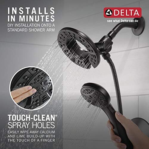 Delta Faucet Arvo 14 Series Single-Handle Tub and Shower Trim Kit, Shower Faucet with 4-Spray In2ition 2-in-1 Dual Hand Held Shower Head with Hose, Matte Black 144840-BL-I (Valve Included) - Image 5