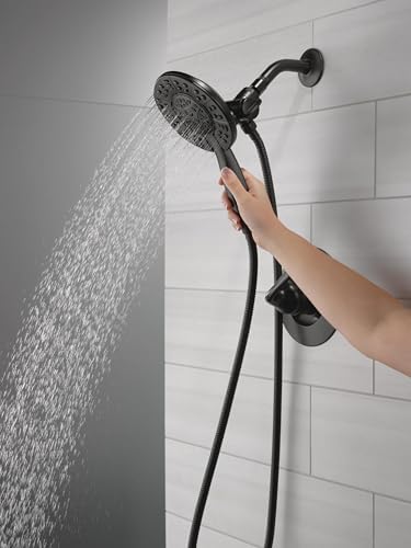 Delta Faucet Arvo 14 Series Single-Handle Shower Faucet, Shower Trim Kit with 4-Spray In2ition 2-in-1 Dual Hand Held Shower Head with Hose, Matte Black 142840-BL-I (Valve Included) - Image 2