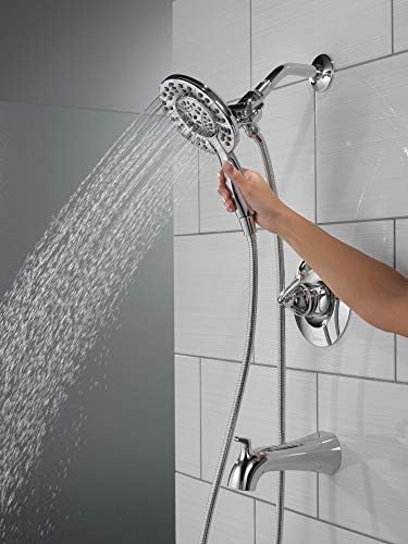 Delta Faucet Arvo 14 Series Single-Handle Tub and Shower Trim Kit, Shower Faucet with 4-Spray In2ition 2-in-1 Dual Hand Held Shower Head with Hose, Chrome 144840-I (Valve Included) - Image 2