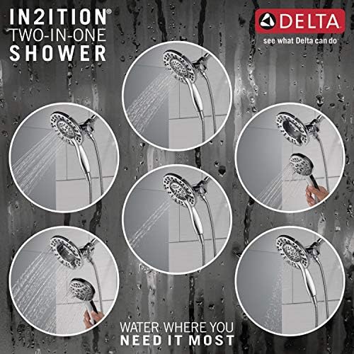 Delta Faucet Arvo 14 Series Single-Handle Tub and Shower Trim Kit, Shower Faucet with 4-Spray In2ition 2-in-1 Dual Hand Held Shower Head with Hose, Chrome 144840-I (Valve Included) - Image 3