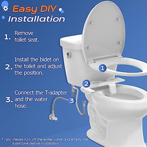 SAMODRA Ultra-Slim Bidet Attachment for Toilet - Dual Nozzle (Frontal & Rear Wash) Hygienic Bidets for Existing Toilets - Adjustable Water Pressure Fresh Water Toilet Bidet - Easy to Install - Image 4