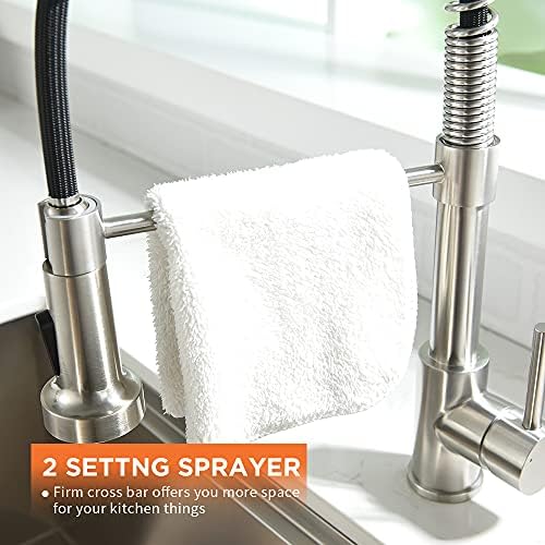 Kitchen Faucet, Kitchen Faucets with Pull Down Sprayer Sus304 Stainless Steel Industrial Single Handle One Hole Faucet for Farmhouse Camper Laundry Utility Rv Wet Bar Sinks Bushed Nickel 866082SN - Image 5
