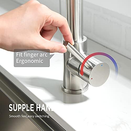 Kitchen Faucet, Kitchen Faucets with Pull Down Sprayer Sus304 Stainless Steel Industrial Single Handle One Hole Faucet for Farmhouse Camper Laundry Utility Rv Wet Bar Sinks Bushed Nickel 866082SN - Image 6