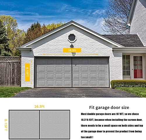 LIAMST Garage Door Screen for 16x8FT- 2 Car Garage Doors, Reinforced Fiberglass Door Screen,Stronger High Energy Magnets , Magnetic Screen Door - Image 2