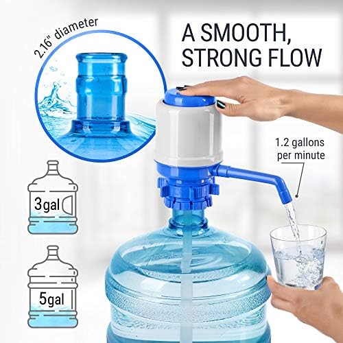 Manual Water Pump for 5 Gallon Bottle – Universal Fit for Crown Top and Screw Top Jugs - Adjustable Tubs, Protective Spout Cap, Cleaning Brush, BPA-Free Food-Grade Materials – 5 Gallon Water Pump - Image 3