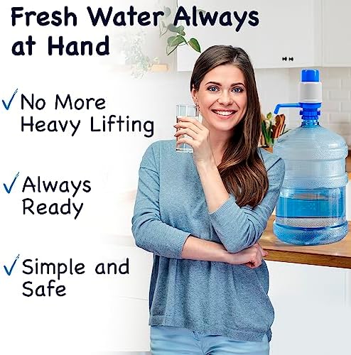 Manual Water Pump for 5 Gallon Bottle – Universal Fit for Crown Top and Screw Top Jugs - Adjustable Tubs, Protective Spout Cap, Cleaning Brush, BPA-Free Food-Grade Materials – 5 Gallon Water Pump - Image 5