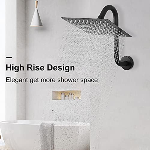 NearMoon S Shaped Shower Head Riser Pipe, Shower Extender Arm with Flange, Standard 1/2" Connection- Bathroom Accessory, 12 Inch (1 Pack, Matte Black) - Image 7