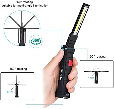 Tool Gifts for Men Dad Him, Rechargeable Work Lights, LED Work Light with Magnetic Base & Hanging Hook, 360°Rotate Rechargeable Flashlights for Mechanics Car Repair Home, Camping (2 Pack) - Image 5