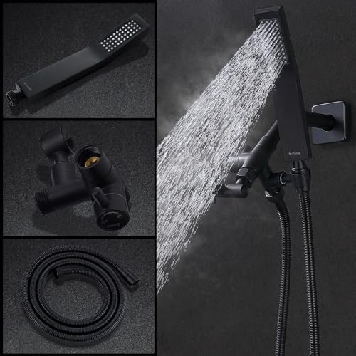 G-Promise All Metal 8 Inch Dual Square Shower Head with Handheld Combo, Rain Shower Head, Adjustable Extension Arm, Smooth 3-Way Diverter, 71 Inch Extra Long Hose - A Bathroom Upgrade (Matte Black) - Image 4